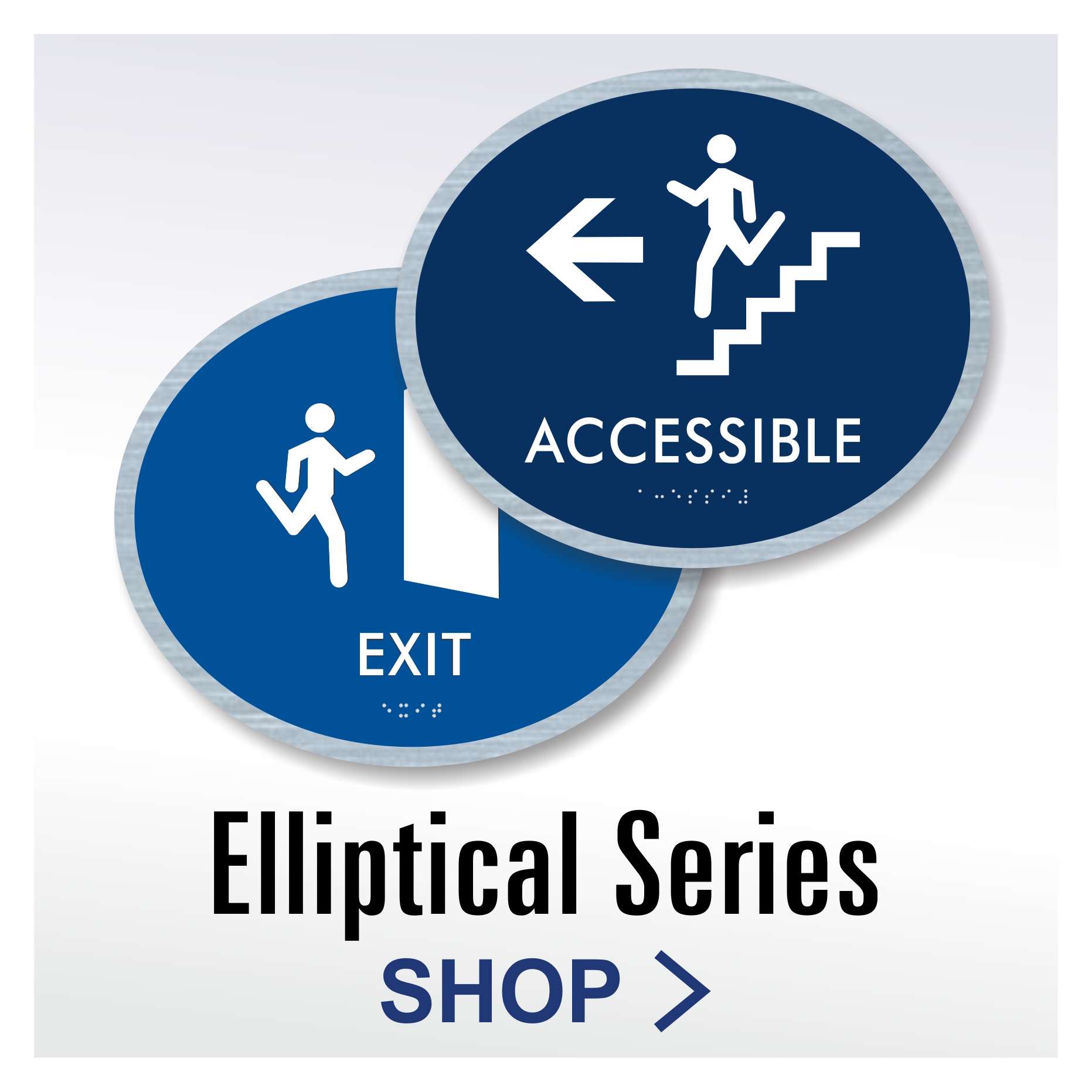 Elliptical Series Pictogram signs like stair, exit and access